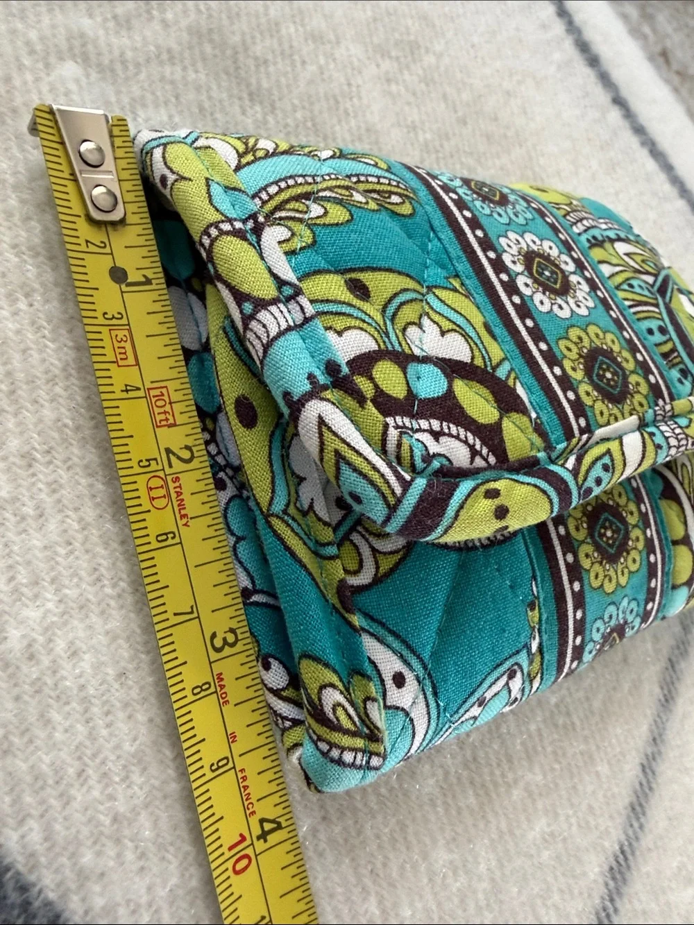 VERA Bradley Quilted Fold-Over Wallet in Teal and Lime Paisley